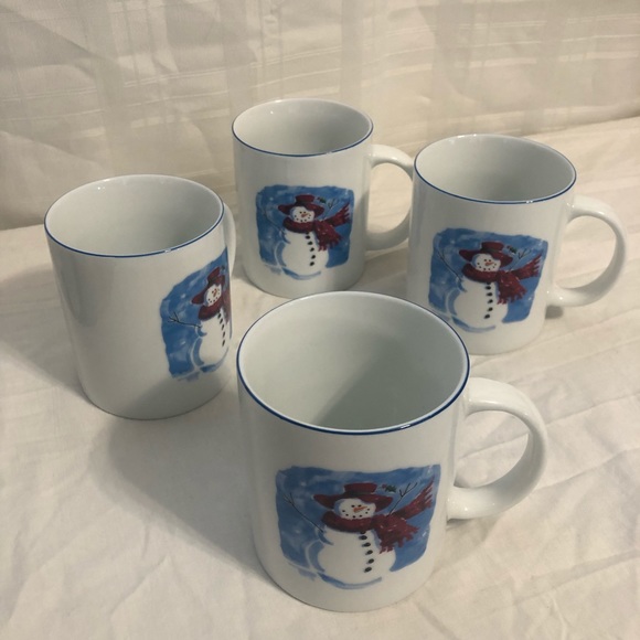 Holiday by now designs. Set of Four SnowMan Mugs - Picture 2 of 7